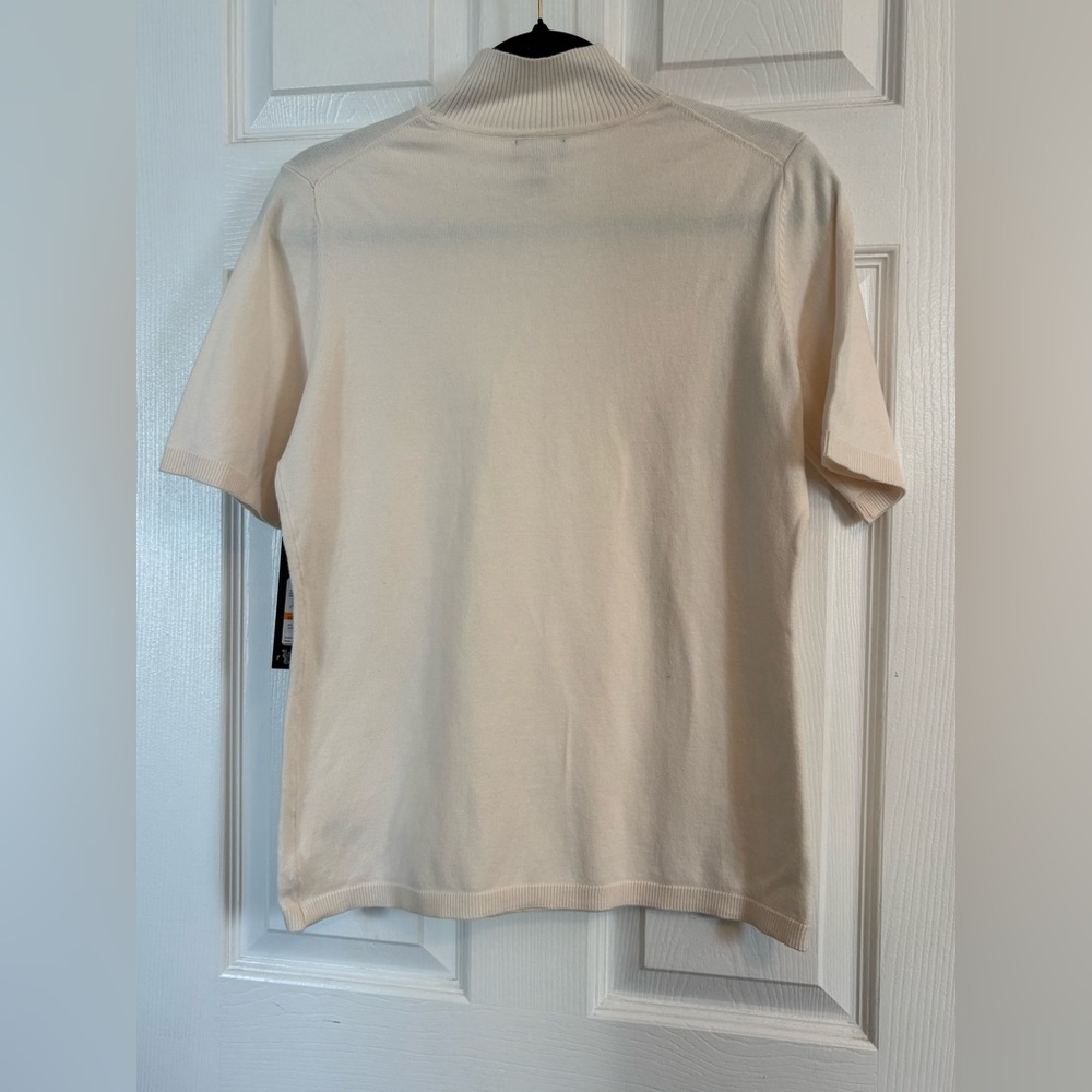 Jones New York Mock Neck Short Sleeve Sweater Top White Size Small NWT Soft Knit - Picture 4 of 9